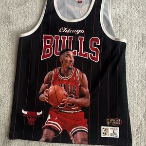 Mitchell & Ness Black and Red Chicago Bulls Jersey